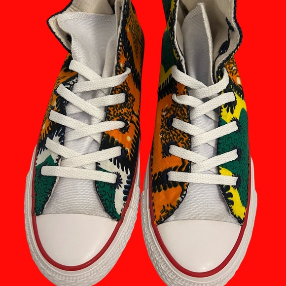 Converse Custom Hi Tops In Colorful African Print - Picture 9 of 12